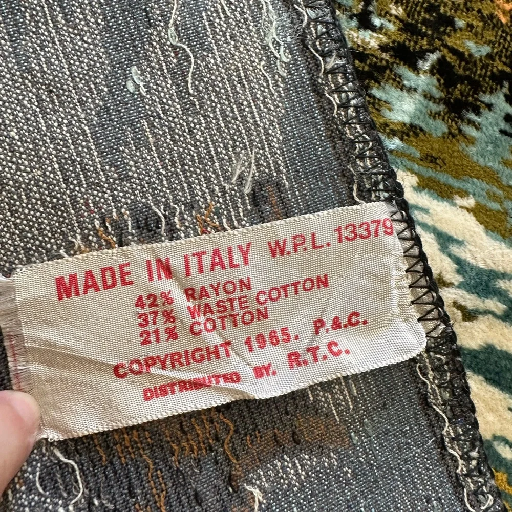 Velvet wall Tapestry -Dog Sled Tapestry- Made in Italy 1965